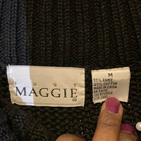 Vintage Sweater Womens Medium Pearl Knit Novelty Black Wide Neck Classic 80s - Picture 6 of 6